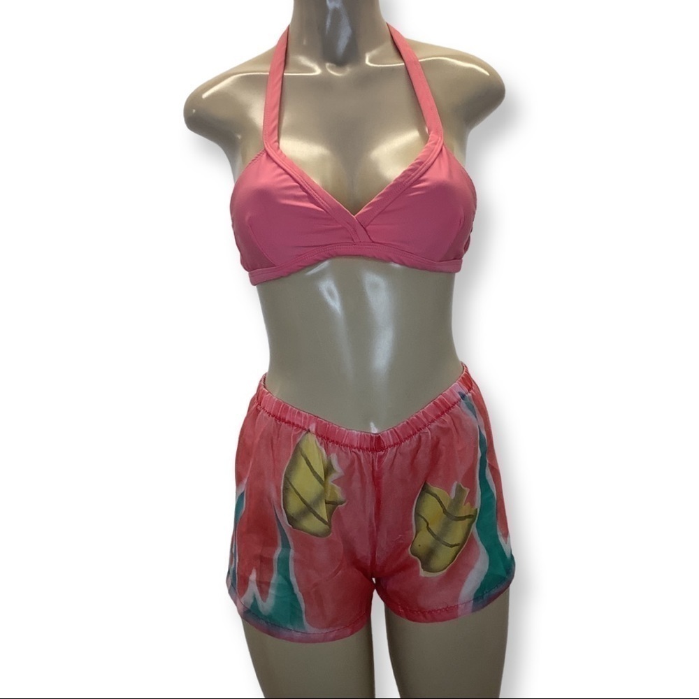 Uli Beach Size Medium Brazilian Sheer Beach Shorts & Halter Bikini Top.